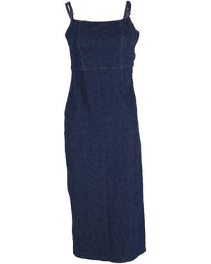 Reformation Delphinia Stretchdenim Midi-Jurk - Blauw