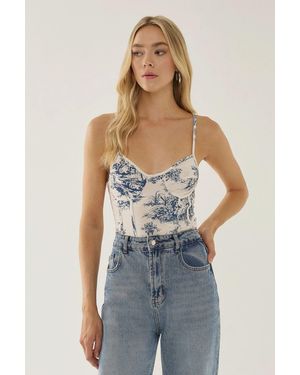 Hiccup Corset-Geïnspireerde Patronen Bodysuit - Blauw