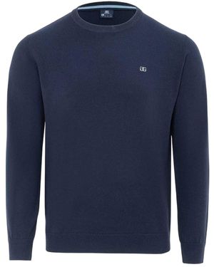 GIORGIO Trui Met Gebreide Ronde Hals (Marine) - Blauw