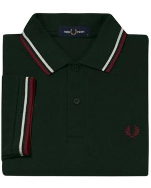 Fred Perry Herenpoloshirt Met Dubbele Kraag (Donkergroen)