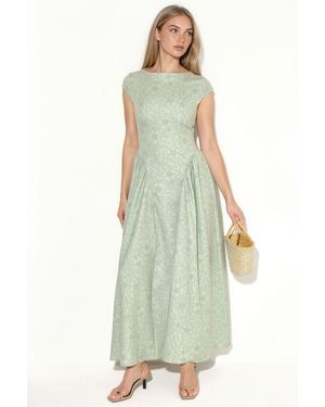 Hiccup Boat Neck Floral Jacquard Maxi Dress - Green