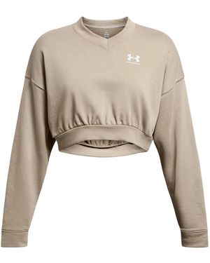 Under Armour Rival Cropped Sweatshirt Met Ronde Hals Van Badstof - Bruin