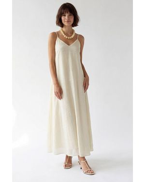 MixRay Sleeveless A-Line Maxi Dress - White