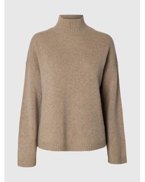 SELECTED Slwcille Cashmere Blend High Neck N 16094759 Irish Cream - Naturel