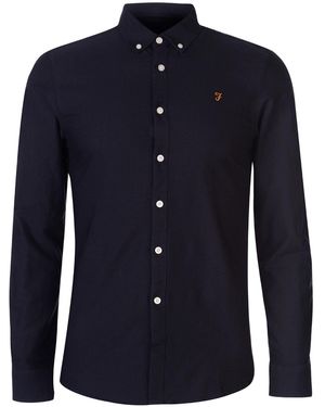 Farah Vintage Oxford-Overhemd Met Lange Mouwen En Knoopsluiting Voor (Marine) - Blauw