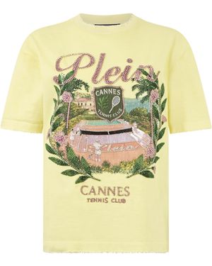 Philipp Plein Washed Fit T-Shirt Cannes Tennis Club - Metallic