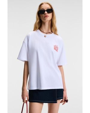 Grimelange Oversized Crew Neck Printed T-Shirt - White
