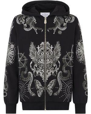 Philipp Plein Zip Hoodie Tattoo Stones - Zwart