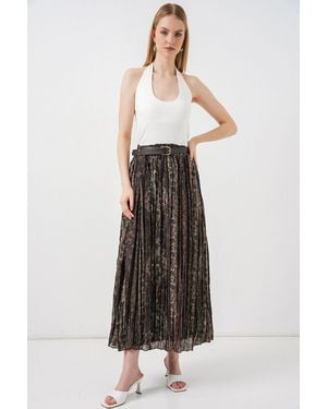 Bigdart High-Waist Paisley Midi A-Line Skirt - White