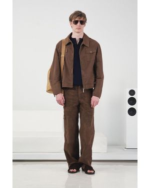 Giesto Cotton Gabardine Zipper Jacket With Pocket - Brown