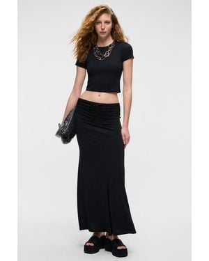 Grimelange Shirred Mid Waist Maxi Skirt - Black