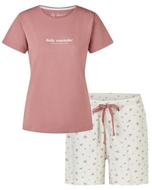by Louise Korte Pyjama Set Shortama Oudroze/Wit Gebloemd