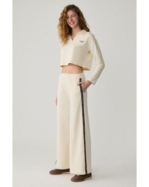Grimelange Wide Leg Elastic Waist Joggers - Natural