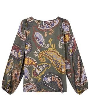 EsQualo Blouse F22-15511 Elements Print - Meerkleurig