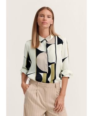 Bugatti Damen Overhemdblouse Met Verborgen Knoopsluiting - Naturel