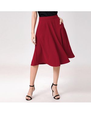 Smart & Joy Strakke Uitlopende Rok - Rood