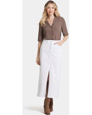NYDJ Hoge Taille Lange Rok Met Centrumsplit - Wit
