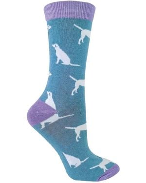 Miss Sparrow 1 Verpakking Novelty Hondenpatroon Bamboosokken - Blauw