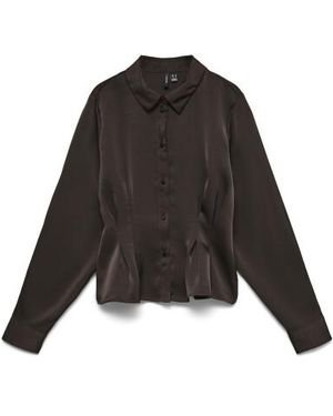 Vero Moda Vmmiro/S Fitted Shirt Wvn 10352996 Chocolate Torte - Zwart