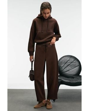 Grimelange Wide Leg Drawstring Joggers - Brown