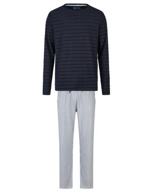 Phil & Co. Berlin Lange Pyjama Set Donkerblauw/Grijs Gestreept
