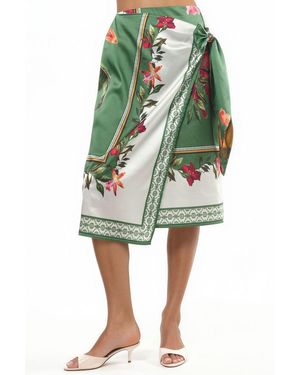 Hiccup Satin Wrap Skirt - Green