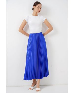 Bigdart Hoge Taille Maxi Rok Met Rimpeldetail - Blauw