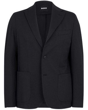 BOSS Slanke Herenblazer Van Seersucker - Zwart
