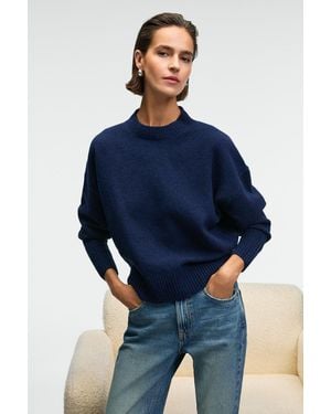 Grimelange Oversized Ribbed Crew Neck Jumper - Blue