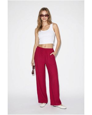 Bianco Lucci Wide-Leg Crepe Trousers - Red