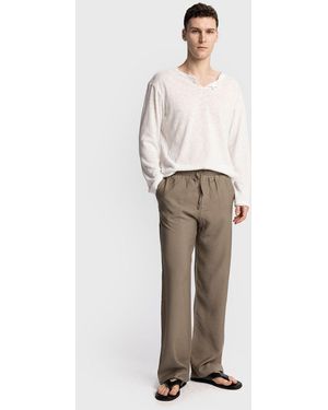 Giesto Relaxed Fit Tencel Trousers - Natural