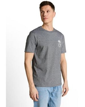 Tom Tailor Fine Stripe Printed T-Shirt - Grijs
