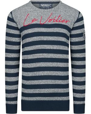 GEOGRAPHICAL NORWAY Gn Sweater Print Ronde Hals - Blauw