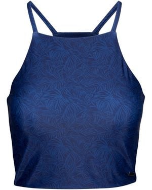 Trespass Ladies Harlow Palm Leaf Swim Top - Blue