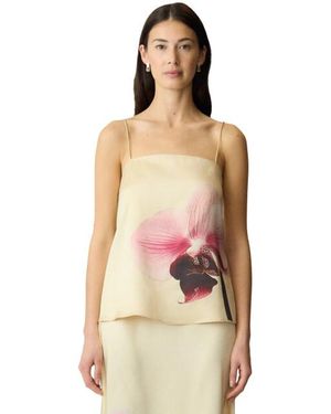 Y.A.S Yas Orchida Satin Singlet Top S. Show Anise Flowe - Geel