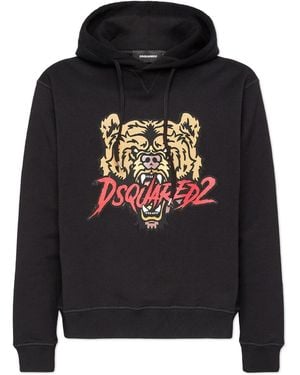 DSquared² Coole Hoodie Met Angry Bear-Logo - Zwart