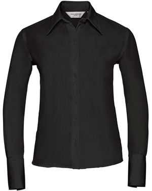 Russell Russell Collection Ultimate Non-Iron Getailleerde Overhemd Met Lange Mouwen - Zwart