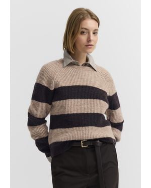 Bugatti Damen Trui Met Ronde Hals, Wolmix Met Alpaca - Bruin