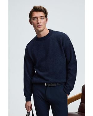 Grimelange Ribbed Crew Neck Jumper - Blue