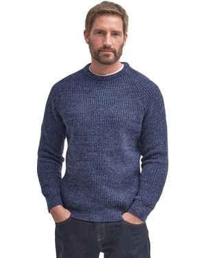 Barbour Trui Gemêleerd Lamswol Ronde Hals - Blauw