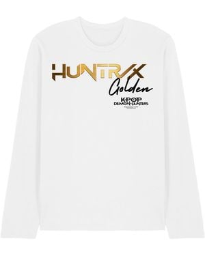 K-Pop Demon Hunters Volwassenen Huntrix Gouden Logo Lange Mouwen T-Shirt - Wit