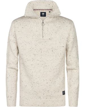 Petrol Industries Gebreide Half-Zip Trui Denver - Naturel