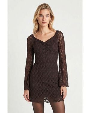 Happiness İstanbul Bardot Lace Midi Dress - Black