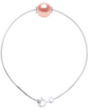 Diadema Mesh Bracelet Serpentine Round Freshwater Pearl And Rose Natural 9-10 Mm 925 - Metallic