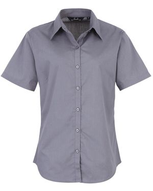 PREMIER Popeline Blouse Met Korte Mouwen (Staal) - Grijs