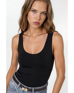 Busem U Kraag Gehaakte Spaghetti Top - Zwart