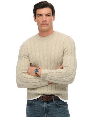 Superdry Trui Creme Gebreid Kabel - Naturel