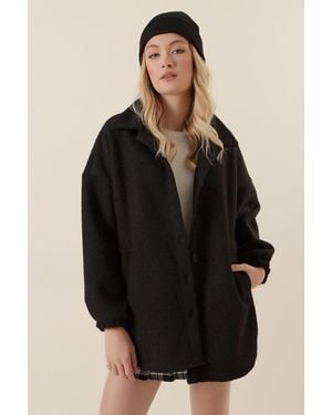 Bigdart Textured Gabardine Button-Up Jacket - Black