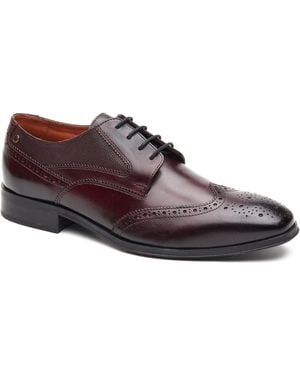 Base London Steeple Brogue Leather Burnt Brogues Shoes - Brown