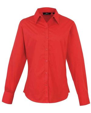PREMIER Popeline Blouse Met Lange Mouwen - Rood